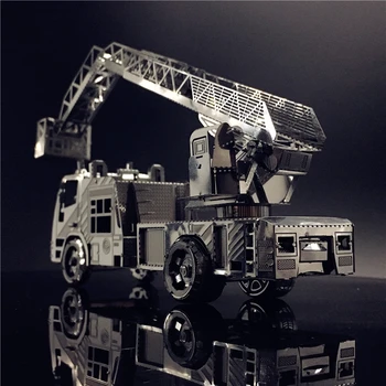 MMZ MODEL nanyuan 3D Kovový model auta hasičské s rebrík DIY 3D Laser Cut Model puzzle hračky pre dospelých