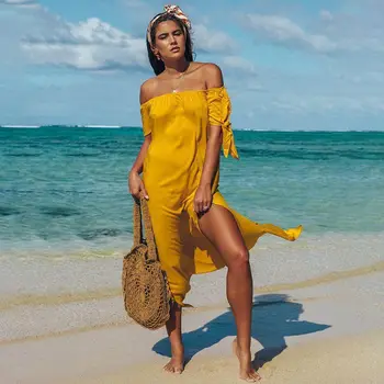 Elegantné Letné Beach Mimo Ramenný Maxi Šaty Žien Čierne Sexy Voľné Dovolenku Boho Dlhé Šaty 2018 Pevné Voľné Sundress Vestidos