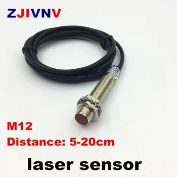 M12 Laserový senzor viditeľné červené svetlo difuse typu NPN PNP Č vzdialenosť 20 cm nastaviteľné normálne otvoriť optické prepínanie