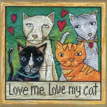 14CT Vysokej kvality Cross Stitch Auta Milovať Mi Láska Moja Mačka Rodiny Mačiatok