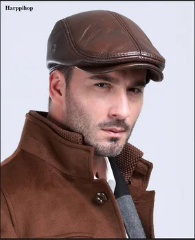 Pánska outdoor kožený klobúk zimné Berets muž teplé ochranu Sluchu spp originálne kožené otec klobúk veľkoobchod Voľný čas kosti