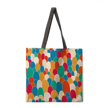 Akvarel olejomaľba tlač tote bag bielizeň textílie taška na bežné skladací nákupní taška vonkajšie plážová taška denne kabelka