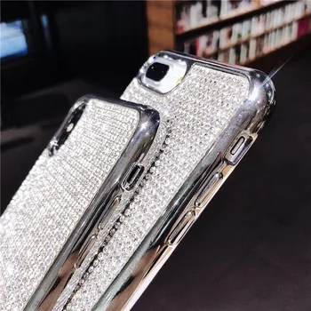 Luxusné Drahokamu Telefón puzdro Pre iPhone 12 mini 11 pro XS Max XR 8 7 6 Plus Blingbling Diamond-Anti-jeseň Mäkké Zadný Kryt coque