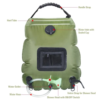 20L Solárne Vykurovanie Outdoor Camping Tábor Prenosná Sprcha Taška Vodnej nádržky Batoh močového Mechúra