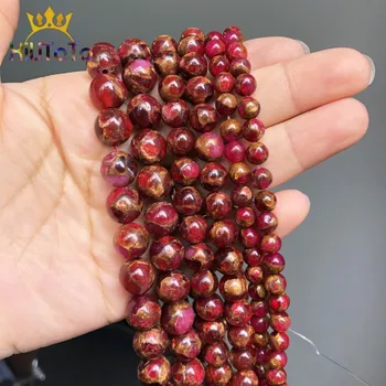 Červená Cloisonne Kolo Kameň Perly Prírodné Voľné Dištančné Korálky Pre Šperky, Takže DIY Náramok Ušné Štuple Príslušenstvo 15