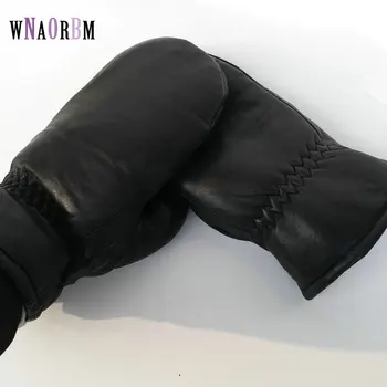 2021 Mužov z ovčej rukavice originálne kožené rukavice pre mužov zimné Outdoorové teplé kožušiny zahusťovanie termálne rukavice