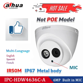 Dahua bezpečnostné IP Kamera HDW4636C-A 6MP Vstavaný MIKROFÓN 4MP Dome CCTV kamery HDW4438C-2MP 1080HD hviezdne svetlo sensori nočné videnie