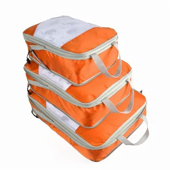 Skladná skladovanie taška nastaviť Tri-kus Kompresné Balenie Kocka Cestovné Batožiny Organizátor skladacia Cestovná Taška Organizátor