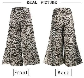 Módne Leto Bežné Elegantné Nohavice 2020 Ženy Tlač Sexy Leopard Leopard High-V Strede Zúžený Voľné Nohavice Dámske Širokú Nohu Nohavice