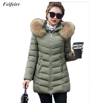 Zimné nové 2018 kórejská verzia Teplé Plus Bavlna Hrubé Dlhá Bunda s Kapucňou Kabát Ženské Veľké veľkosť dole bavlna Outwear