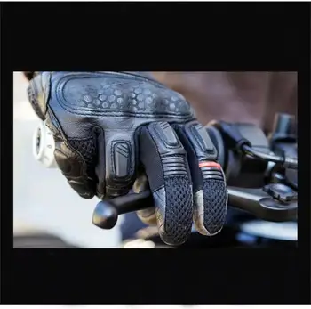 Originálne Kožené Nečistoty ochranné motocykel uhlíka výstroj dotykový displej rukavice telefón Black Motocross Motocyklové Rukavice