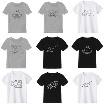 Letné chlapčenské tričká módne Auto rovine tlač deti T-shirts pre dievčatá topy Krátke rukáv tričko pre chlapca, oblečenie značky 2020