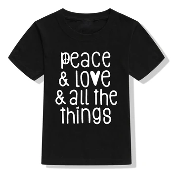 Mier a Lásku a Všetky Veci, Tričko Pozitívne Životné Deti Mier Tričká s Výroky Tee Batoľa Vtipné Tričká Krátky Rukáv