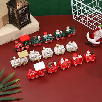 5 Uzlov Malý Vianočný Vlak Drevené Vianočné Ozdoby, Dekorácie Pre Domov Santa Claus Deti Hračky Roztomilý Nový Rok Darčeky Navidad 2021