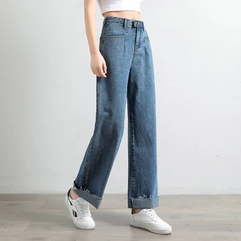 Nový príchod módne kórejský štýl voľné džínsy ženy lete streetwea širokú nohu, nohavice bežné mladých wild základné slim dlho džínsy