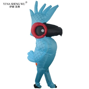 Dospelých Nafukovacie Roztomilé Modré Papagáj Vták Nafukovacie Cosplay Kostým Party Animal Maskot Zábavné Halloween Fáze Výkonu Kostýmy