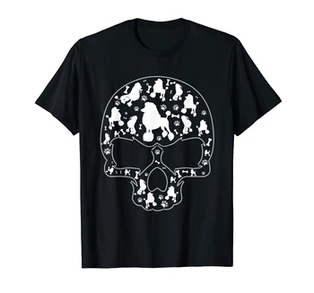 Darček Halloween, Vianoce, Pudel Lebky T-Shirt Tričko-pánske T-Shirt-Black
