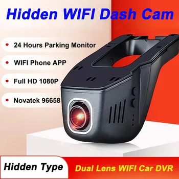 QUIDUX WIFI Auta DVR FHD 1080P Novatek Dash Cam Nočné Videnie Auto Kamera Nočného Videnia duálny objektív Registrator videorekordér Zrkadlo