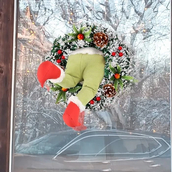 Domáce Dekorácie Vianočný Veniec Zlodej Ukradol Plnené Elf Nohy 16 Palcov na Vianoce Thanksgivings Predné Dvere Dekorácie