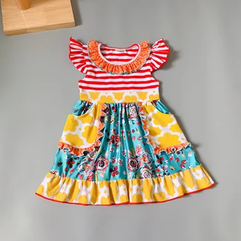Letné Oblečenie s Deťmi Multicolour Vytlačené Baby Dievčatá Šaty pre strany, prítomné Krava šaty