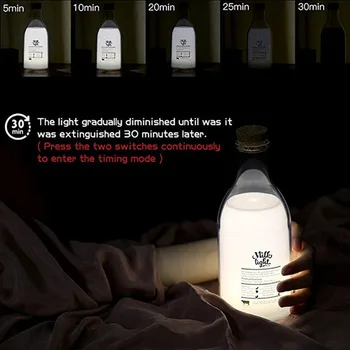 Mlieko Fľaše Nočné Svetlo Spí, Ľahké Nabíjanie pomocou pripojenia USB DIY Správu Malé Nočné Svetlo Načasovanie Spánku Pomoc Bude Svietiť Mlieko Nočné Lampy
