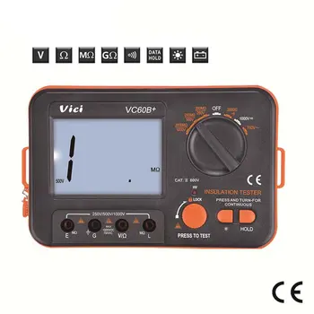 VC60B+ Digitálny Izolačný Odpor Tester LCD 1000V Megger Izolácie 0-2000 M Ohm Vysoké Napätie skrat Vstupov Alarmu