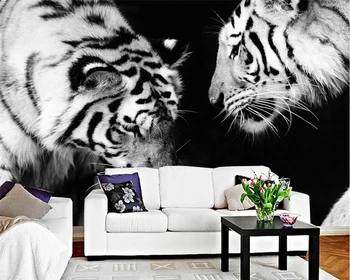 Beibehang Vlastnú tapetu čierny a biely Tiger, TV joj, steny zvierat moderný minimalistický obývacia izba, spálňa 3d tapety