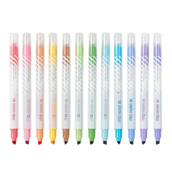 12 Ks/pack Magic Zafarbenie obojstrannú Zvýrazňovače, Umenie Značky Fluorescenčné Farby Pera Fine Liner Školského Úradu, kancelárske potreby