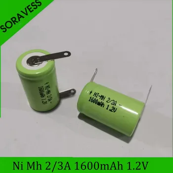Soravess NIMH 1.2 v 2/3A 1600mAh Batérie pre Rc hračky Autá, Tanky Roboty Lode Zbrane Ni-MH 1.2 v 1600mAh Nabíjateľná Batéria