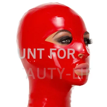 Latex červená maska fetish odsávače ručné cut verzia s zips Štandardné kapota oči, nozdry ústa otvoriť akúkoľvek farbu