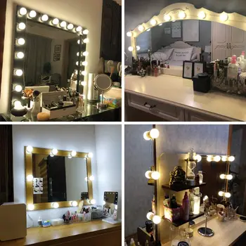 LED make-up Zrkadlo Žiarovky Hollywood Márnosť Svetlá Plynulou Stmievateľné Nástenné Svietidlo 2 6 10 14Bulbs Držiak na Toaletný Stolík