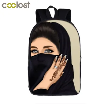 Žena V Hidžáb Tvár Moslimských Islamskej Grile Očami detí, školské tašky pre dospievajúce dievčatá študentský školský batoh deti bookbag darček
