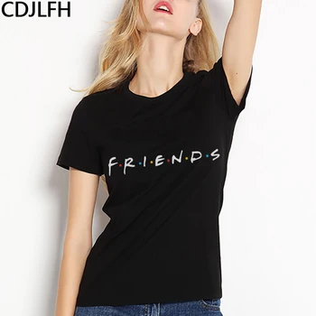 PRIATELIA Písmeno T Shirt Ženy Letné Módy Estetické Priateľov Tv T-shirt Bežné Krátky Rukáv Topy Zábavné kórejský Tees Tričko Žena