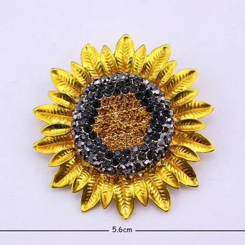 TANGTANG Veľké Slnečnice Brošňa Plný Drahokamu Yellow Crystal Brošňa Pre Ženy Maľované Hot Šperky Šatku Kolíky Klip Odznak Trendy