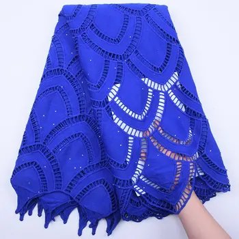 Africké Suché Textílie, Čipky Ukameňovanie Nigérijský Guipure Kábel Čipky Textílie 2019 Vysoko Kvalitnej Čipky Kráľovská Modrá Čistá Textílie Na Svadby S1819