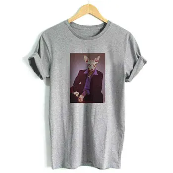 V Lete Roku 2019 Harajuku Kawaii Vintage Mačka Estetika Pár Šedé Tričko Ženy Móde Príležitostné Tlače Krátky Rukáv Topy Camiseta Mujer