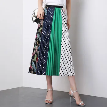Dámske Trendy Tlač na Kvetinový Maxi Sukne Bežné Skladaný A-line Sukne