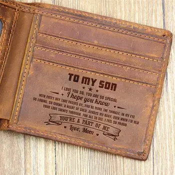 VE2002 Narodeniny vianočný darček vyryté peňaženky Z Mon na syna kabelku cowhide kože