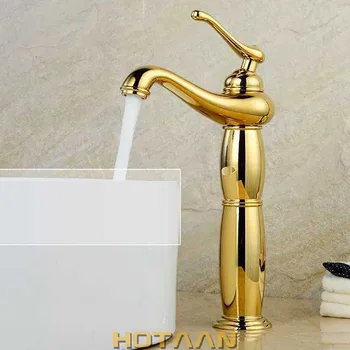 Kúpeľňa Vysoký Povodí Batérie, Gold Brass Mixér Pevné Medené Luxusné Európe štýl Ťuknite na položku torneiras para banheiro žeriav YT-5062