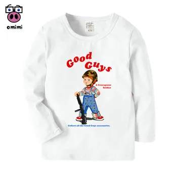 Detský Dlhý Rukáv Dobrí Chucky Cartoon Vytlačené T Shirt Chlapcov Dievčatá Jeseň Bežné Zimné Topy Roztomilé Deti T-Shirt