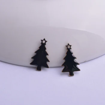 30pcs 8*14 mm Dvojité Stretávajú Smalt Vianočný Stromček Charms Medi Malé cédrového dreva Stromov Prívesok