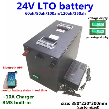 20000 cyklov LTO 24v 60ah 80ah 100ah 120ah 150ah Lítium titanate batérie s BMS invertor pre solárny systém klince UPS+Nabíjačka