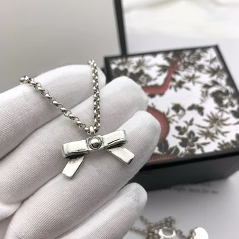 Ženy Náhrdelník Nové 2020 luk dámy malé reťazca S925 Mincový striebro Šperky 1:1 originálne Luxusné značky LOGO Valentína darček