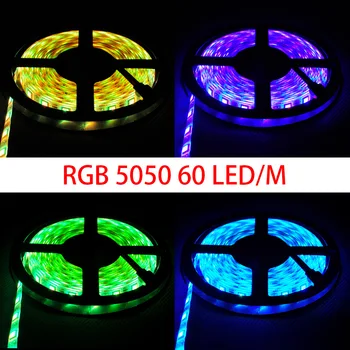 LED Pásy Svetlo RGB 5050 SMD 60LED/M Vodotesný Flexibilný Lampa Farby Premenlivé Flexibilné 5M 10 M 15M 20 M Diaľkový ovládač + Energie