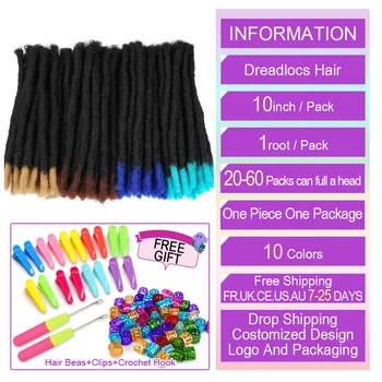 10 Palcový Farebný pletená vlasy Afro Ručné Dredy Háčkovanie Vlasy Veľkoobchod Syntetické Ombre Vrkoč Vlasy Čierne ženy