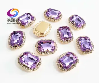 Zlaté dno Crystal violet Obdĺžnik tvar najvyššej kvality skla, kryštálu, pracka,šiť na kamienkami pre kutilov, šperky, doplnky