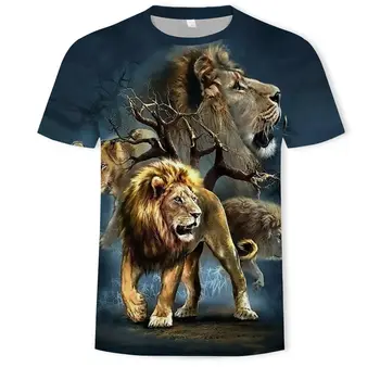 2020 Nové 3D Zvierat Zábavnej 3D Lion King T-shirt pánske Letné 3D Tlač Lev Vysoko Kvalitné 3D T-shirt Bežné detské Top
