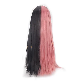 HAIRJOY Syntetické Vlasy Žien Dlho Cosplay Parochňu Black Pink Dvojité Farba Elegantné Bang žiaruvzdorné