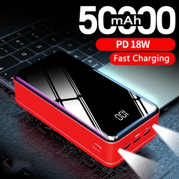 50000mAh Power Bank PD 18W Rýchle Nabíjanie Pre iPad, iPhone, Samsung Xiao Powerbank Mobilné Prenosné Nabíjačky 3 USB Typu C Poverbank