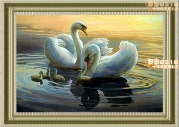 Kvalitné krásne klasické 14CT 11CT 18CT 16CT počíta cross stitch auta swan rodiny labute láska